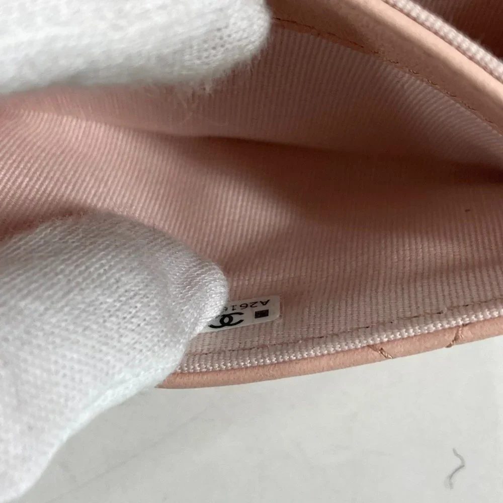 CHANEL Pink Lambskin Leather Logo Wallet - Picture 9 of 9